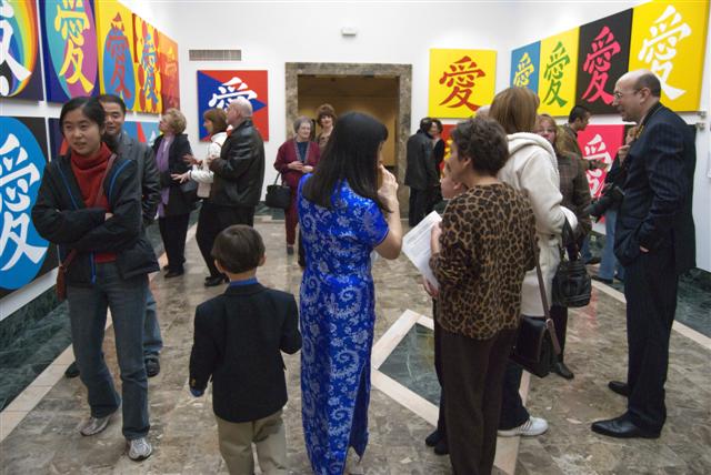 Wenlan Hu Frost talks with visitors at the Meet the Artist session Wenlan Hu Frost talks with visitors at the Meet the Artist session